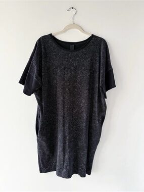 Kowtow Organic Cotton Speckled Black Oversized Tunic Dress With Pockets XS